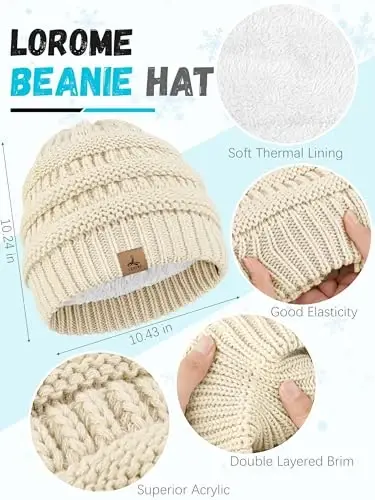 Winter Beanie Hat Scarf Gloves, Warm Fleece Knit Hats Touch Screen Gloves Neck Scarf Set Winter Gifts for Unisex Adult - 2