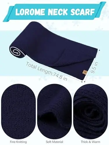Winter Beanie Hat Scarf Gloves, Warm Fleece Knit Hat Long Scarf Neck Warmer Touch Screen Winter Gloves Set Gifts for Women - 3
