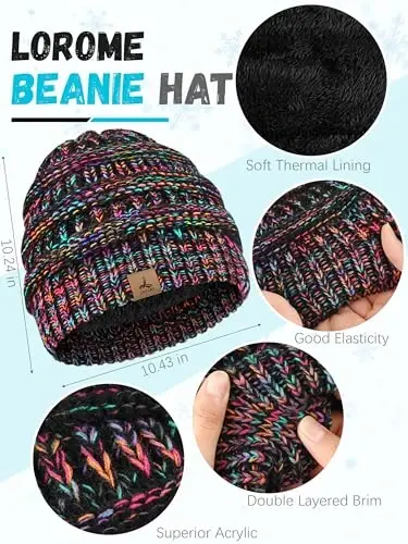 Winter Beanie Hat Scarf Gloves, Warm Fleece Knit Hats Touch Screen Gloves Neck Scarf Set Winter Gifts for Unisex Adult - 2