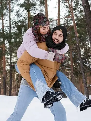 Winter Beanie Hat Scarf Gloves, Warm Fleece Knit Hats Touch Screen Gloves Neck Scarf Set Winter Gifts for Unisex Adult - 5