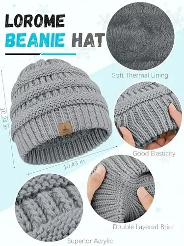 Winter Beanie Hat Scarf Gloves, Warm Fleece Knit Hats Touch Screen Gloves Neck Scarf Set Winter Gifts for Unisex Adult - 2