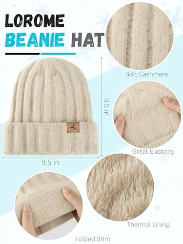 Winter Beanie Hat Scarf Gloves, Warm Fleece Knit Hat Long Scarf Neck Warmer Touch Screen Winter Gloves Set Gifts for Women - 2