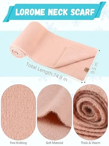 Winter Beanie Hat Scarf Gloves, Warm Fleece Knit Hat Long Scarf Neck Warmer Touch Screen Winter Gloves Set Gifts for Women - 3