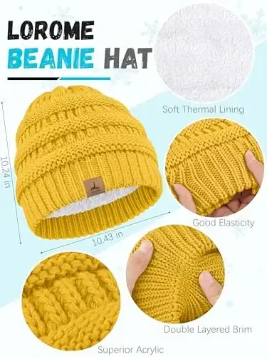 Winter Beanie Hat Scarf Gloves, Warm Fleece Knit Hats Touch Screen Gloves Neck Scarf Set Winter Gifts for Unisex Adult - 2