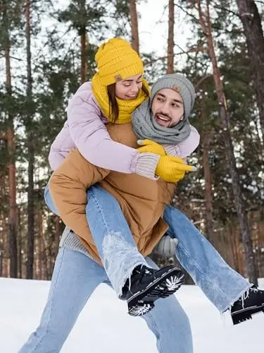 Winter Beanie Hat Scarf Gloves, Warm Fleece Knit Hats Touch Screen Gloves Neck Scarf Set Winter Gifts for Unisex Adult - 5