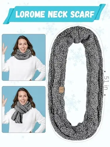 Kışlık Bere Şapka Eşarp Eldivenler, Sıcak Polar Örme Şapkalar Dokunmatik Ekran Eldivenleri Boyun Eşarp Seti Unisex Yetişkin için Kış Hediyeleri - 4