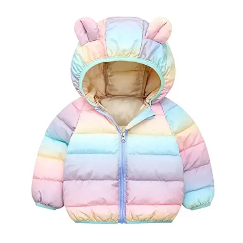 Winter Down Coats for Kids Baby Boys Girls Light Puffer Padded Jacket Bear Hoods Infant Outerwear - 1