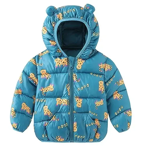 Winter Down Coats for Kids Baby Boys Girls Light Puffer Padded Jacket Bear Hoods Infant Outerwear - 1