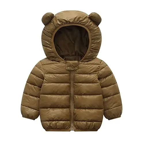 Winter Down Coats for Kids Baby Boys Girls Light Puffer Padded Jacket Bear Hoods Infant Outerwear - 1
