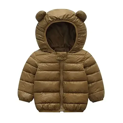 Winter Down Coats for Kids Baby Boys Girls Light Puffer Padded Jacket Bear Hoods Infant Outerwear 