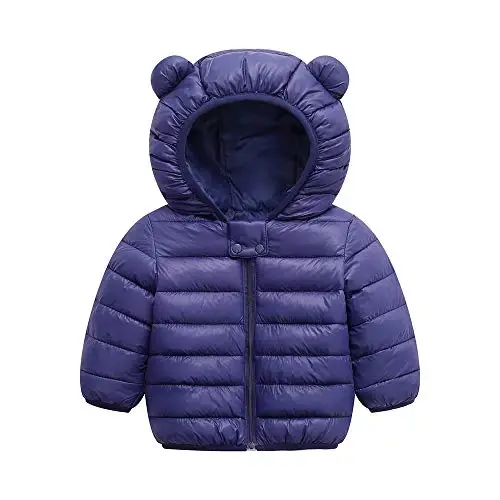 Winter Down Coats for Kids Baby Boys Girls Light Puffer Padded Jacket Bear Hoods Infant Outerwear - 1