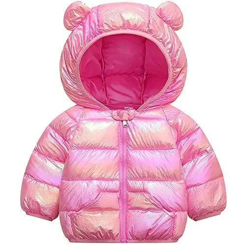 Winter Down Coats for Kids Baby Boys Girls Light Puffer Padded Jacket Bear Hoods Infant Outerwear - 1