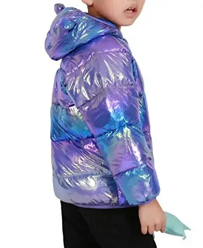 Winter Down Coats for Kids Baby Boys Girls Light Puffer Padded Jacket Bear Hoods Infant Outerwear - 6