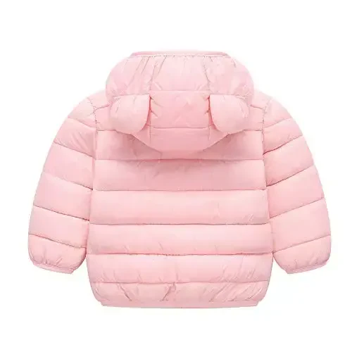 Winter Down Coats for Kids Baby Boys Girls Light Puffer Padded Jacket Bear Hoods Infant Outerwear - 2