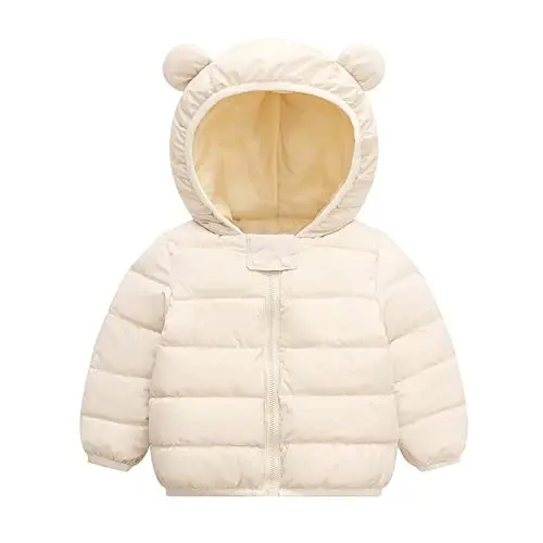 Winter Down Coats for Kids Baby Boys Girls Light Puffer Padded Jacket Bear Hoods Infant Outerwear - 1