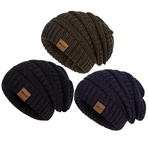 Slouchy Women's Winter 3 Pieces Beanie Hat Women Men Oversized Warm Knitted Women's Hat Winter Thick for Cold Weather - 6