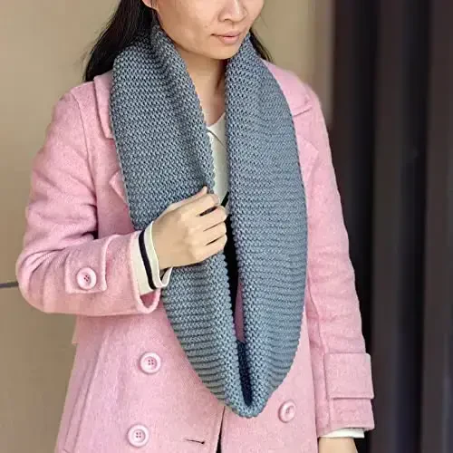 Warm Scarf for Winter Women & Men, Knit Wool Loop Infinity Scarves Thick & Chunky Neck Warmer For Cold Weather U-SY-WS7 - 2