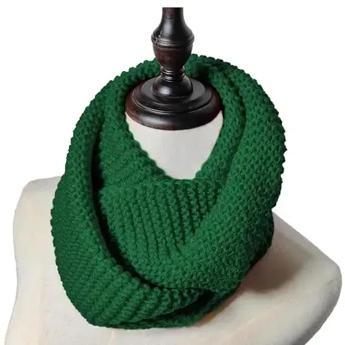 Warm Scarf for Winter Women & Men, Knit Wool Loop Infinity Scarves Thick & Chunky Neck Warmer For Cold Weather U-SY-WS7 - 2