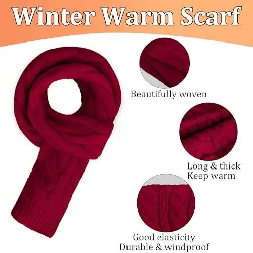 Warm Scarf for Winter Women & Men, Knit Wool Loop Infinity Scarves Thick & Chunky Neck Warmer For Cold Weather U-SY-WS7 - 2