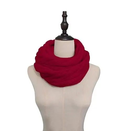 Warm Scarf for Winter Women & Men, Knit Wool Loop Infinity Scarves Thick & Chunky Neck Warmer For Cold Weather U-SY-WS7 - 4