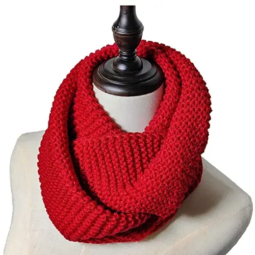 Warm Scarf for Winter Women & Men, Knit Wool Loop Infinity Scarves Thick & Chunky Neck Warmer For Cold Weather U-SY-WS7 - 4