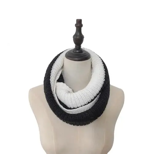 Warm Scarf for Winter Women & Men, Knit Wool Loop Infinity Scarves Thick & Chunky Neck Warmer For Cold Weather U-SY-WS7 - 3