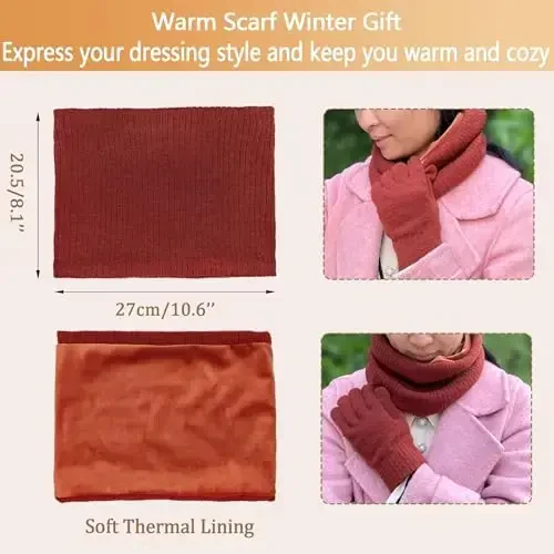 Warm Scarf for Winter Women & Men, Knit Wool Loop Infinity Scarves Thick & Chunky Neck Warmer For Cold Weather U-SY-WS7 - 4