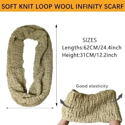 Warm Scarf for Winter Women & Men, Knit Wool Loop Infinity Scarves Thick & Chunky Neck Warmer For Cold Weather U-SY-WS7 - WARM (1)