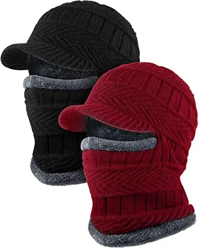 Syhood Winter Knitted Balaclava Hat Warm Cycling Ski Mask Face Covering Hat Neck Gaiter for Winter Outdoor Sports - 2