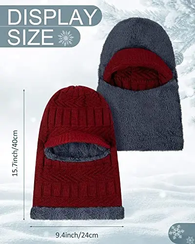 Syhood Winter Knitted Balaclava Hat Warm Cycling Ski Mask Face Covering Hat Neck Gaiter for Winter Outdoor Sports - 3