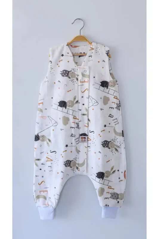 Kışlık Pamuklu Pazen Uyku Tulumu , 1 Tog Organik Çocuk Ve Bebek Uyku Tulumu, Kolsuz Unisex Tulum-Tavşanlı - 2