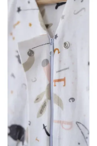 Kışlık Pamuklu Pazen Uyku Tulumu , 1 Tog Organik Çocuk Ve Bebek Uyku Tulumu, Kolsuz Unisex Tulum - Tavşanlı - 7