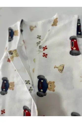 Kışlık Pamuklu Pazen Uyku Tulumu , 1 Tog Organik Çocuk Ve Bebek Uyku Tulumu, Kolsuz Unisex Tulum - Arabalı - 4