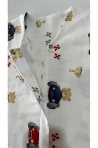 Kışlık Pamuklu Pazen Uyku Tulumu , 1 Tog Organik Çocuk Ve Bebek Uyku Tulumu, Kolsuz Unisex Tulum - Arabalı - 8