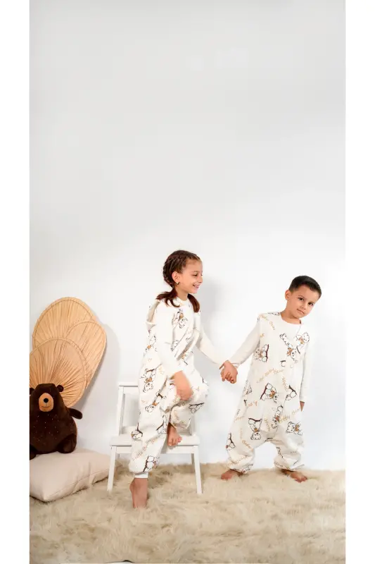 Kışlık Pamuklu Pazen Uyku Tulumu , 1 Tog Organik Çocuk Ve Bebek Uyku Tulumu, Kolsuz Unisex Tulum-Kahverengi - 4