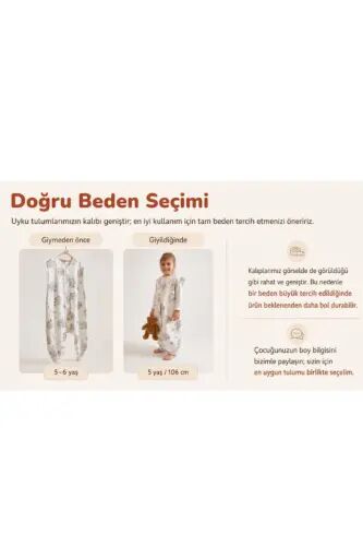 Kışlık Pamuklu Pazen Uyku Tulumu , 1 Tog Organik Çocuk Ve Bebek Uyku Tulumu, Kolsuz Unisex Tulum - Kuzucuk - 4