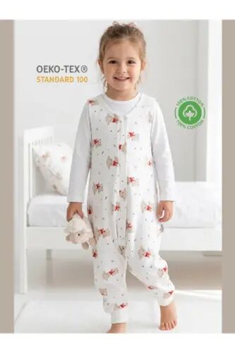Kışlık Pamuklu Pazen Uyku Tulumu , 1 Tog Organik Çocuk Ve Bebek Uyku Tulumu, Kolsuz Unisex Tulum - Kuzucuk - 6