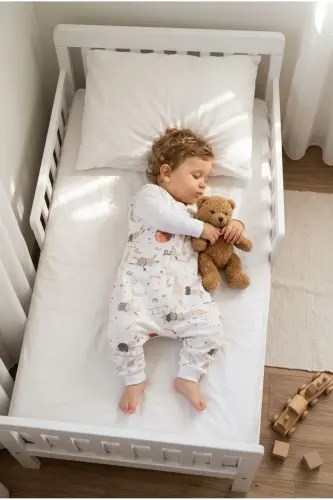 Kışlık Pamuklu Pazen Uyku Tulumu , 1 Tog Organik Çocuk Ve Bebek Uyku Tulumu, Kolsuz Unisex Tulum - Tavşanlı - 3