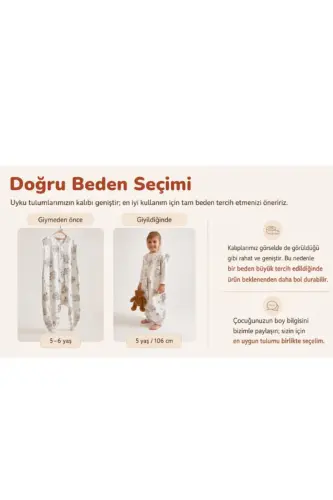 Kışlık Pamuklu Pazen Uyku Tulumu , 1 Tog Organik Çocuk Ve Bebek Uyku Tulumu, Kolsuz Unisex Tulum - Tavşanlı - 4