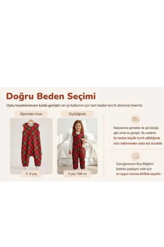 Kışlık Pamuklu Pazen Uyku Tulumu , 1 Tog Organik Çocuk Ve Bebek Uyku Tulumu, Kolsuz Unisex Tulum - Yeniyıl - 4