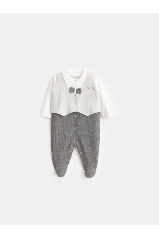 Kışlık Papyonlu Bebek Tulumu-Gri - PIERRE CARDIN
