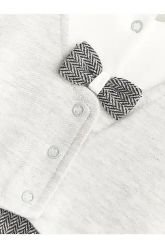 Kışlık Papyonlu Bebek Tulumu-Gri - 3