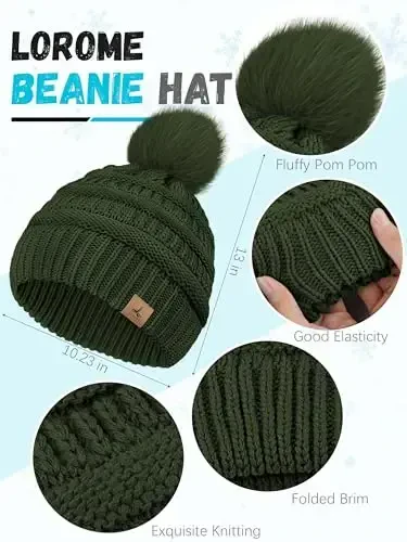 Winter Hat Scarf Gloves and Ear Warmer, Warm Knit Beanie Hat Touch Screen Gloves Set Winter Gifts Neck Scarves for Women - 2