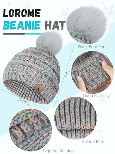 Winter Hat Scarf Gloves and Ear Warmer, Warm Knit Beanie Hat Touch Screen Gloves Set Winter Gifts Neck Scarves for Women - 2