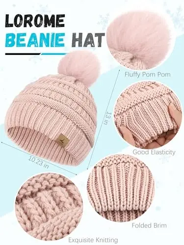 Winter Hat Scarf Gloves and Ear Warmer, Warm Knit Beanie Hat Touch Screen Gloves Set Winter Gifts Neck Scarves for Women - 2