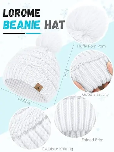 Winter Hat Scarf Gloves and Ear Warmer, Warm Knit Beanie Hat Touch Screen Gloves Set Winter Gifts Neck Scarves for Women - WINTER (1)