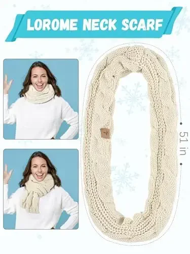 Winter Hat Scarf Gloves and Ear Warmer, Warm Knit Beanie Hat Touch Screen Gloves Set Winter Gifts Neck Scarves for Women - 4