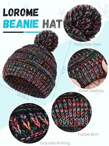 Winter Hat Scarf Gloves and Ear Warmer, Warm Knit Beanie Hat Touch Screen Gloves Set Winter Gifts Neck Scarves for Women - 2