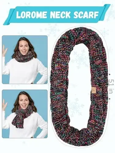 Winter Hat Scarf Gloves and Ear Warmer, Warm Knit Beanie Hat Touch Screen Gloves Set Winter Gifts Neck Scarves for Women - 4