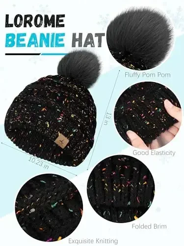 Winter Hat Scarf Gloves and Ear Warmer, Warm Knit Beanie Hat Touch Screen Gloves Set Winter Gifts Neck Scarves for Women - 2